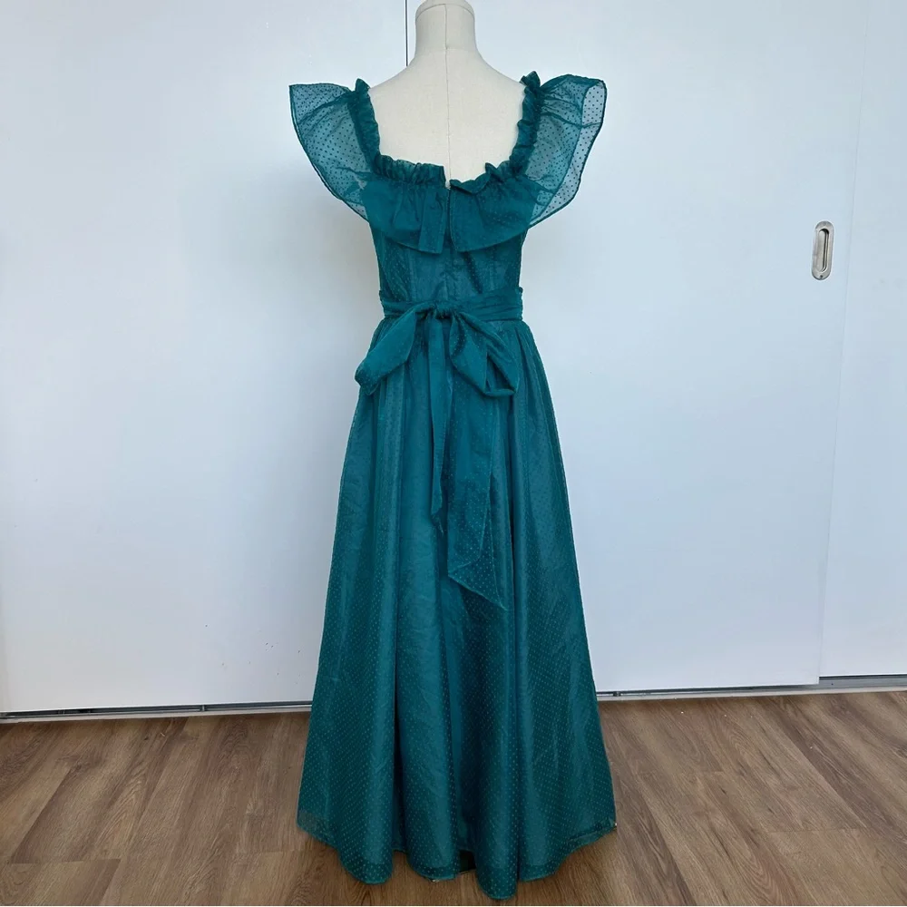 Gunne Sax Teal Swiss Dot Dress - Picture 8 of 15